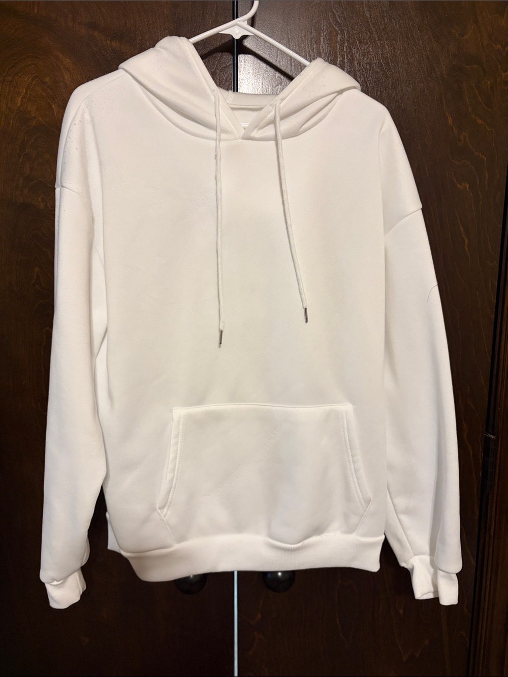 White Hoodie Pullover hoodie with lil pocket distressed